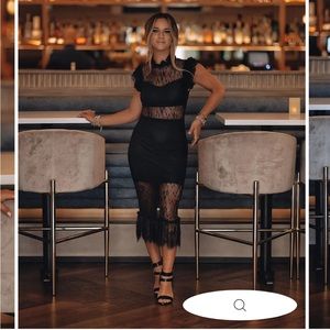 Lulus Saige Sheer Lace MIDI Dress